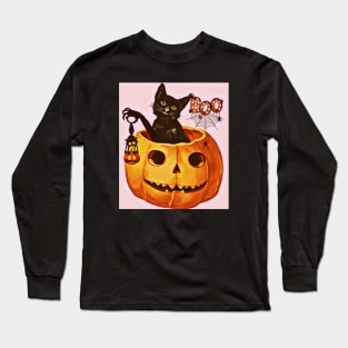 Black Cat Inside Jack O Lantern Long Sleeve T-Shirt